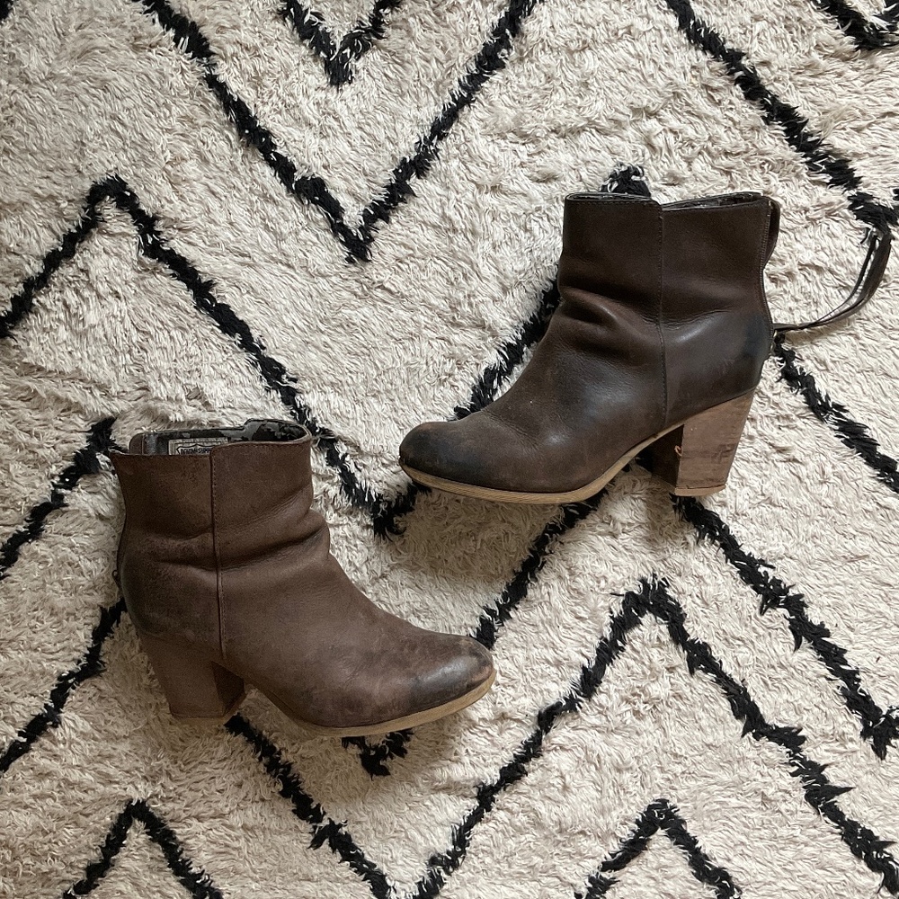 RALPH LAUREN DENIM &SUPPLY Brown leather booties